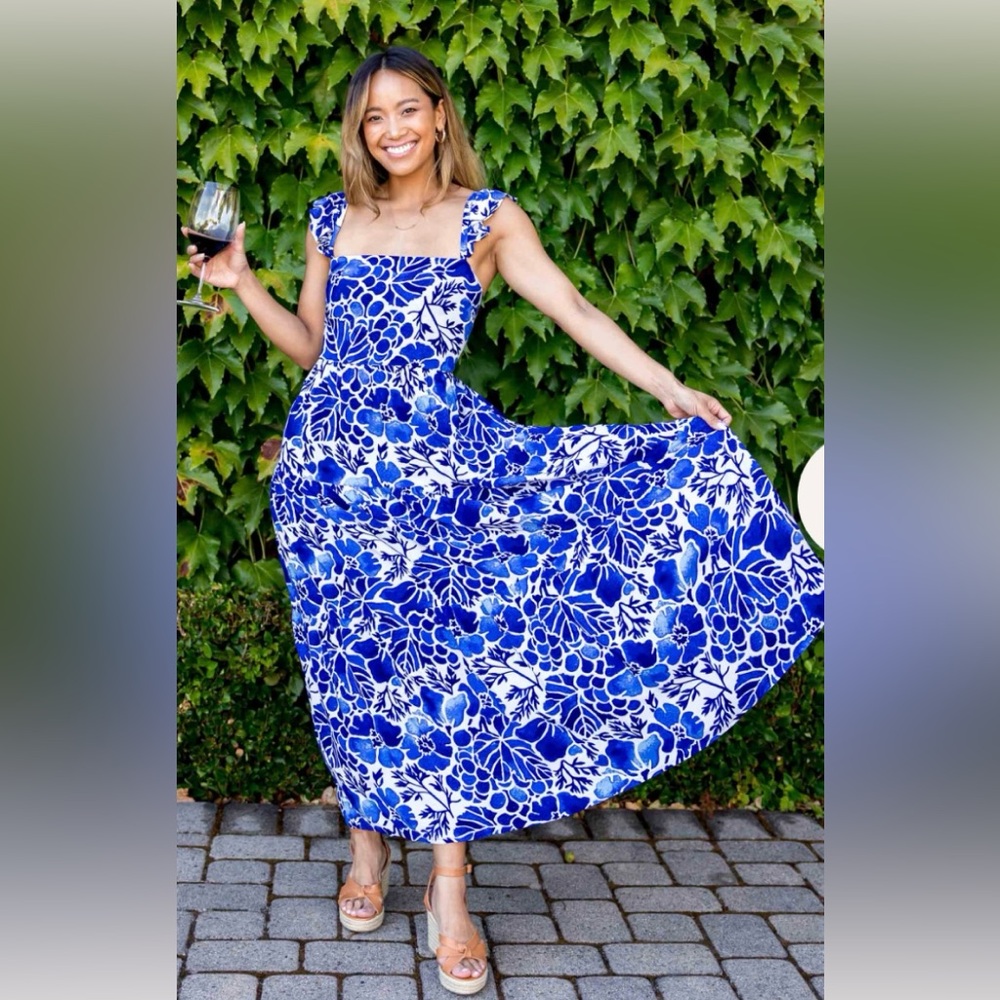 Kenny Flowers Blue and White Floral Maxi Dress